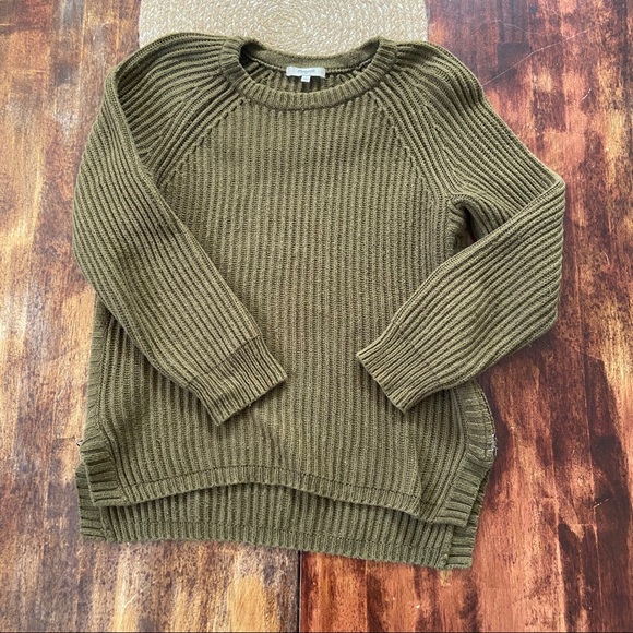 Madewell Sweaters - Madewell Olive Green Sweater with side zippers